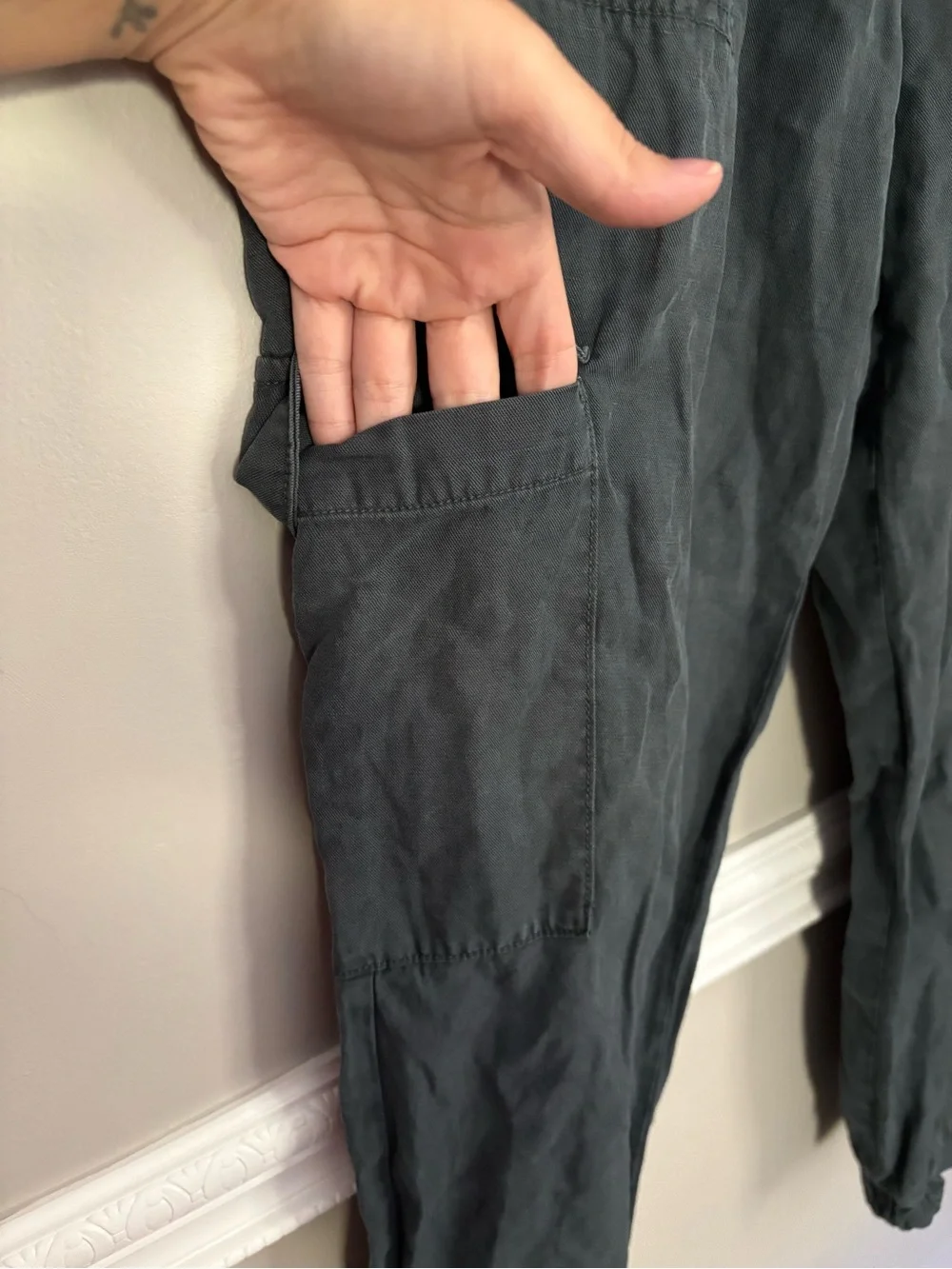 Banana Republic Charcoal Gray Cotton Linen Blend Cargo Jogger Pants Small
